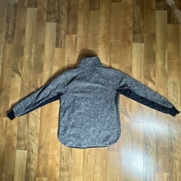 Abercrombie & Fitch Jacket Medium Gray Asymmetric Snap Quilted Fleece Pullover - Picture 3 of 8